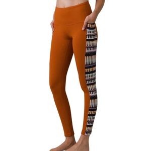 prAna Laye Legging Women’s Small Orange Geometric Print Pockets Stretch Yoga